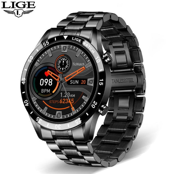 LIGE Men Smart Watch Bluetooth Call Blood Pressure Heart Rate Monitoring Multifunctional Sports Watches Waterproof Smartwatch