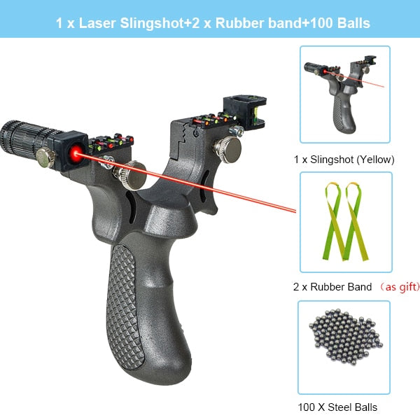 Laser Slingshot with Rubber Band High Precision Powerful 98K Shooting Slingshot Catapult for Outdoor Hunting Game